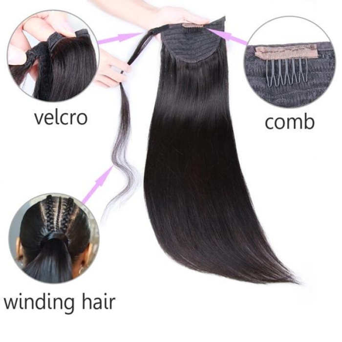 Virgin Human Hair Sleek Ponytail Easy To Wear  Upgraded 2.0