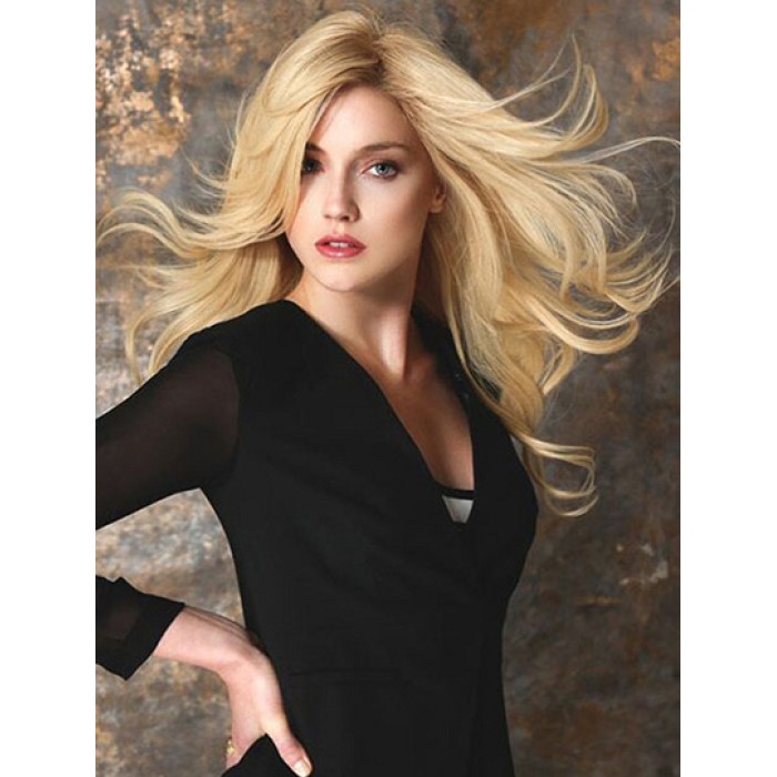 100% Human Hair Long Blonde Wavy Layered Wigs For Women