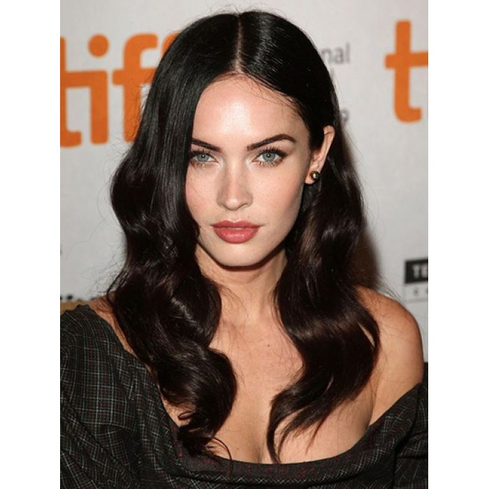 Great 18" Megan Fox Wigs Long Remy Human Hair Without Bangs