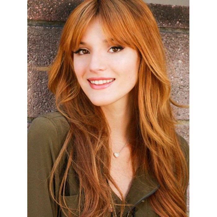 24" Bella Thorne Wigs Long Straight Human Hair Full Lace With Bangs Online