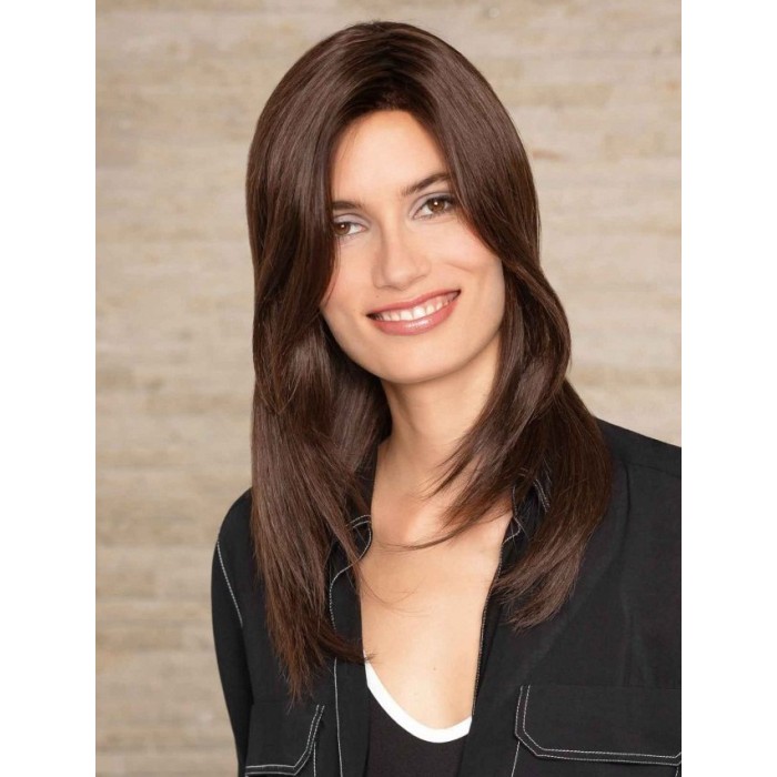 20" Long Human Hair Straight Brown Lace Front Wigs