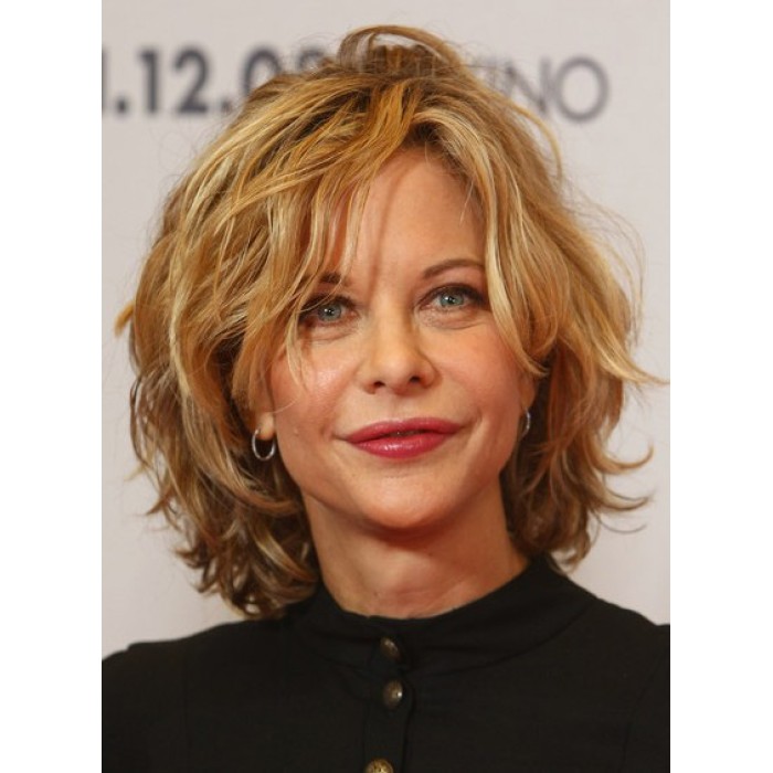 Messy Short Layered Wavy Human Hair Full Lace Wigs 10 Inches For Older Women
