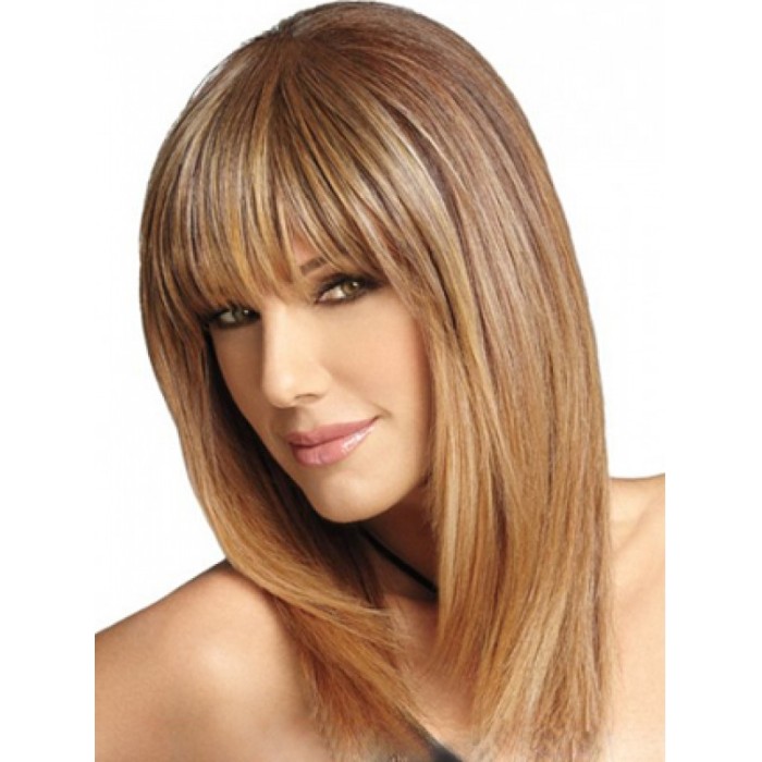 Coolest Shoulder Length Human Hair Wigs With Curtain Bangs