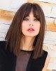 Mid-Length Middle Part Straight Human Hair Wig