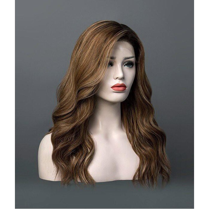 Brunette Layered Remy Human Hair Wig | Top Front | 13*6