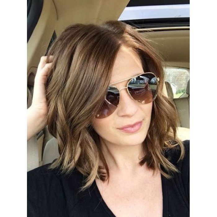Loose Wavy Ends Brown Hair Wigs For Women