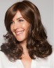 Loosely Wavy Lightest Brown Human Hair Wigs With Bangs