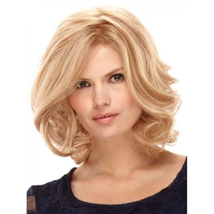 Full Wavy Human Hair Wigs For Older Ladies With Highlights
