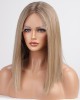 Blonde Wavy Human Hair Wigs With Dark Roots