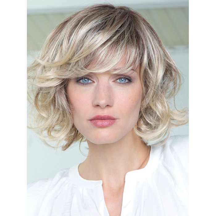 Blonde Shoulder Length Curly Hair With Bangs Popular Wigs