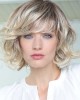 Blonde Shoulder Length Curly Hair With Bangs Popular Wigs