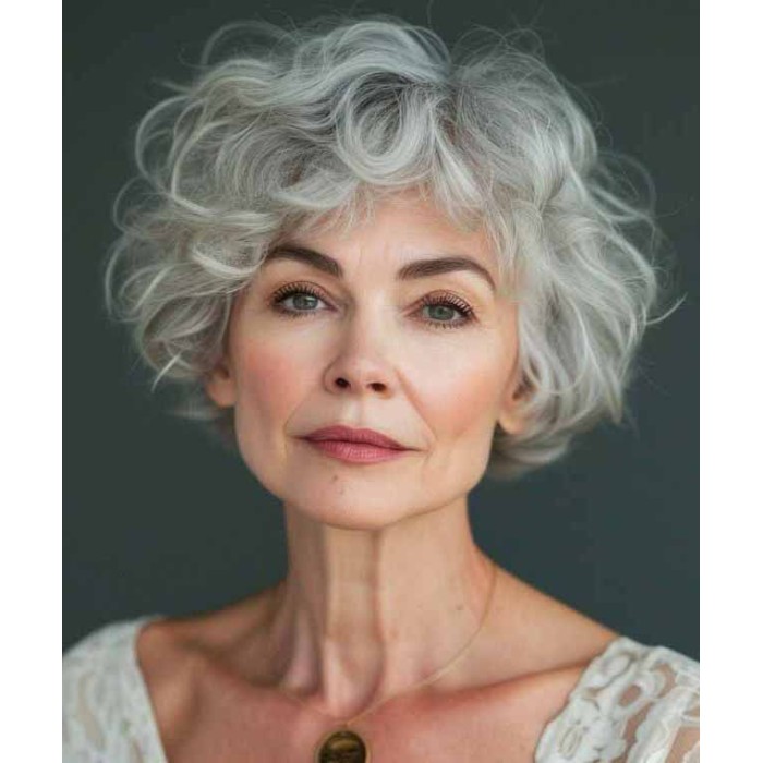 White Real Hair Wigs for Older Ladies