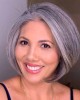 Grey Real Hair Bob Wigs for Ladies