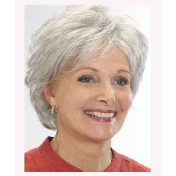 Short Grey Real Hair Wigs for Ladies