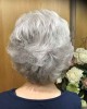 Short Loose Wavy Grey Real Hair Wigs for Ladies