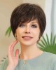 Natural Layered Wavy Short  Pixie Cut Human Hair Wigs with Bangs