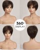 Natural Layered Wavy Short  Pixie Cut Human Hair Wigs with Bangs