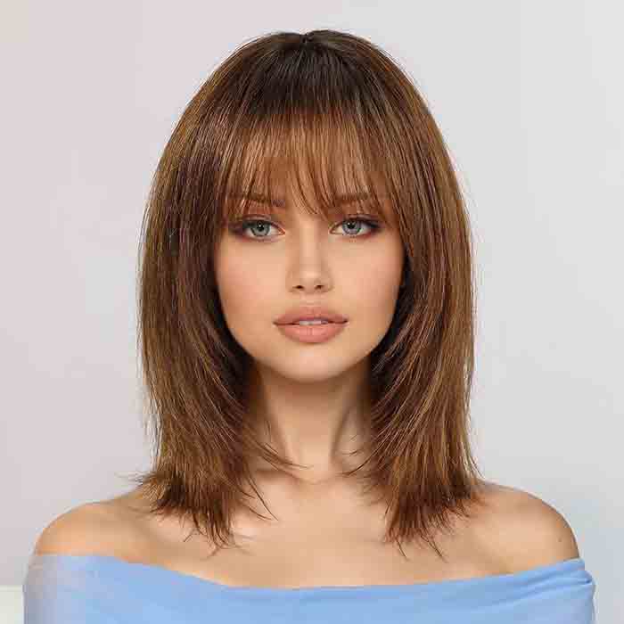 100% Remy Human Hair Wigs with Bangs