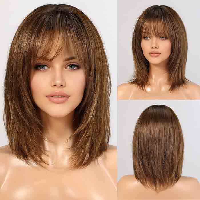 100% Remy Human Hair Wigs with Bangs