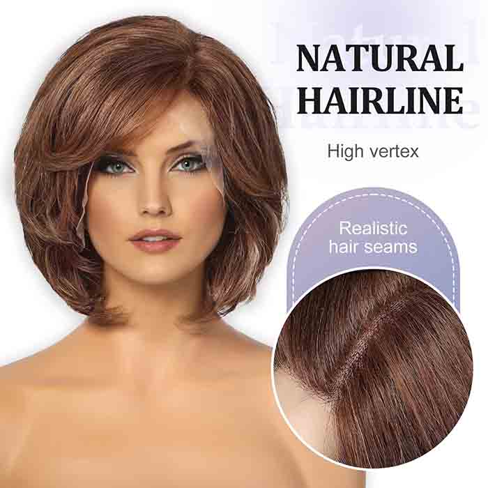 100% Real Hair Short Layered Wavy Bob HD Lace Front Wigs