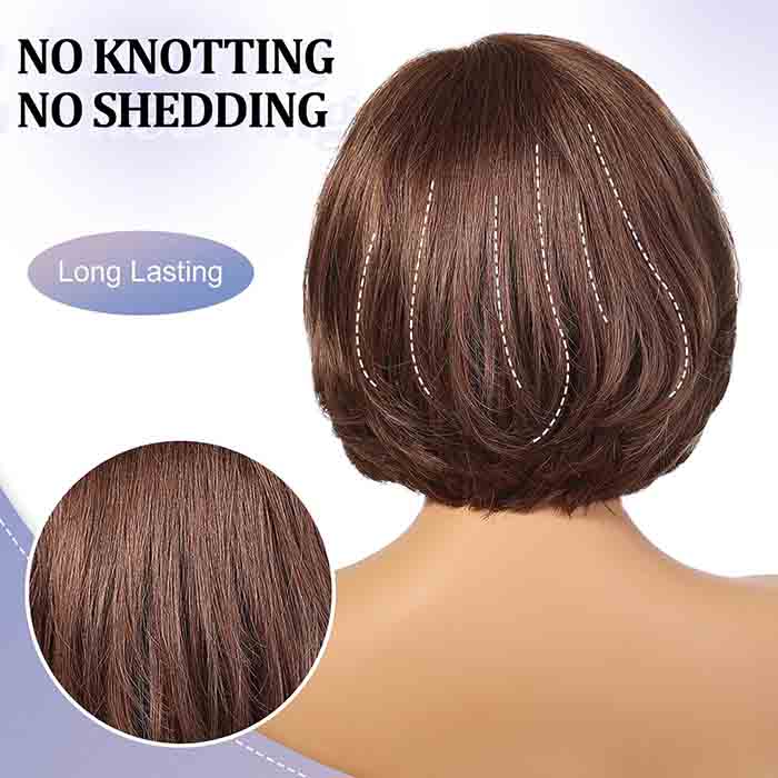 100% Real Hair Short Layered Wavy Bob HD Lace Front Wigs