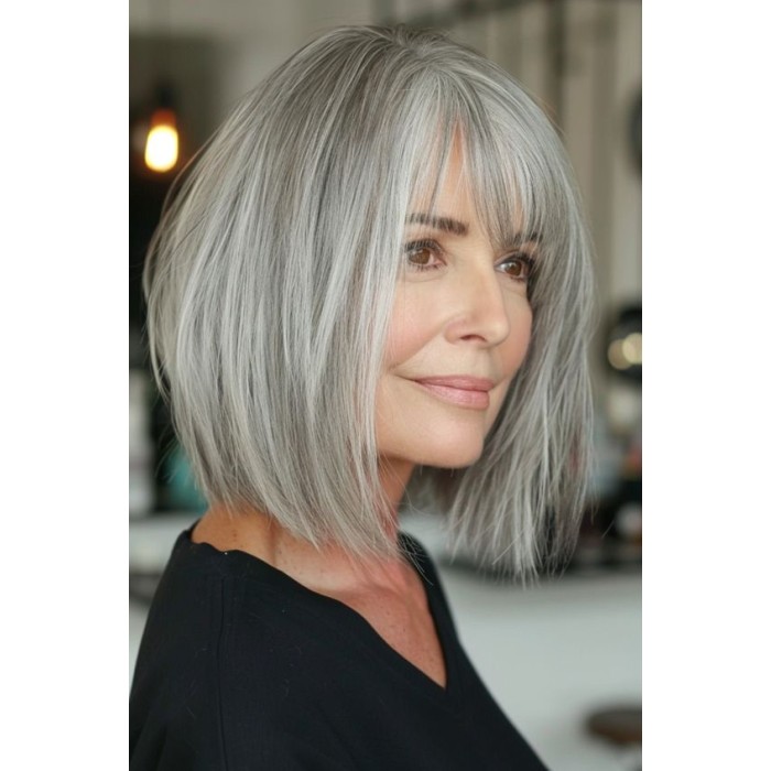 100% Real Hair Soft Layered Wigs for Women Over 60