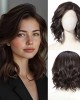 Side Part Wavy Wig Dark Brown Layered Lace Front Bob Wig 14 Inch Shoulder Length