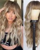 Dirty Blonde Wigs with Bangs Long Curly Wavy Wig for Women