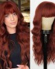 Auburn Wigs with Bangs Long Wavy Copper Red Wig for Women 26 Inch