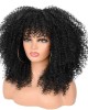 16Inch Curly Wigs for Black Women Black Afro Bomb Curly Wig with Bangs