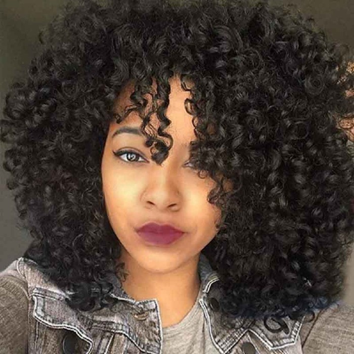 Afro Curly Wigs with Bangs for Black Women