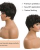 Natural Wavy Black Pixie Cut Wig Short Curly Layered Pixie Wig for Women