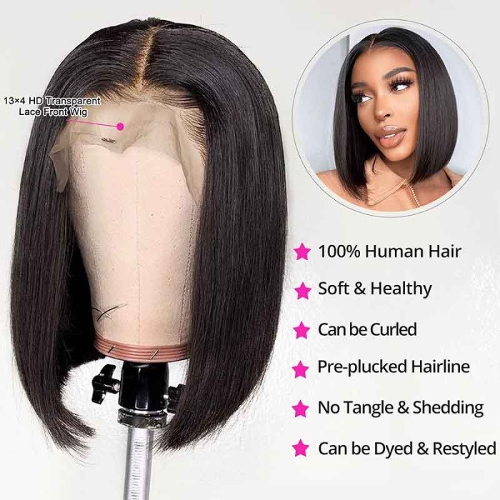 13x4 Frontal Lace Wigs HD Bob Lace Front Wigs Human Hair for Women