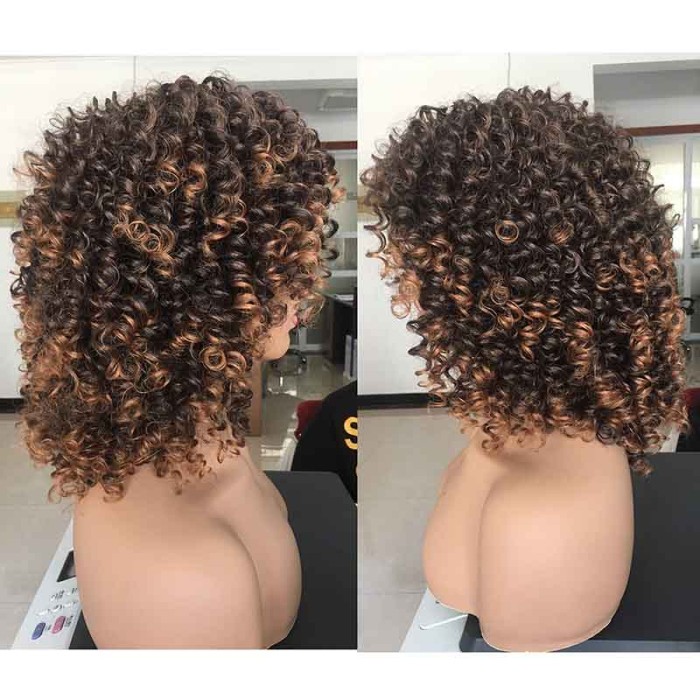 Big Bouncy Fluffy Kinky Curly Wig for Black Women with Bangs