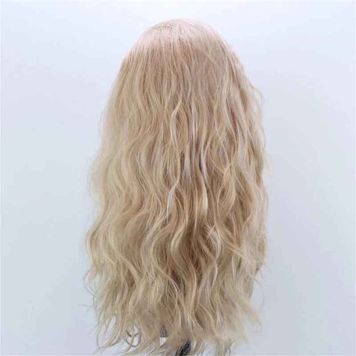 Long Natural Curly Glueless Lace Front Gloden Blonde Synthetic Wigs