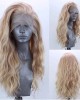 Long Natural Curly Glueless Lace Front Gloden Blonde Synthetic Wigs