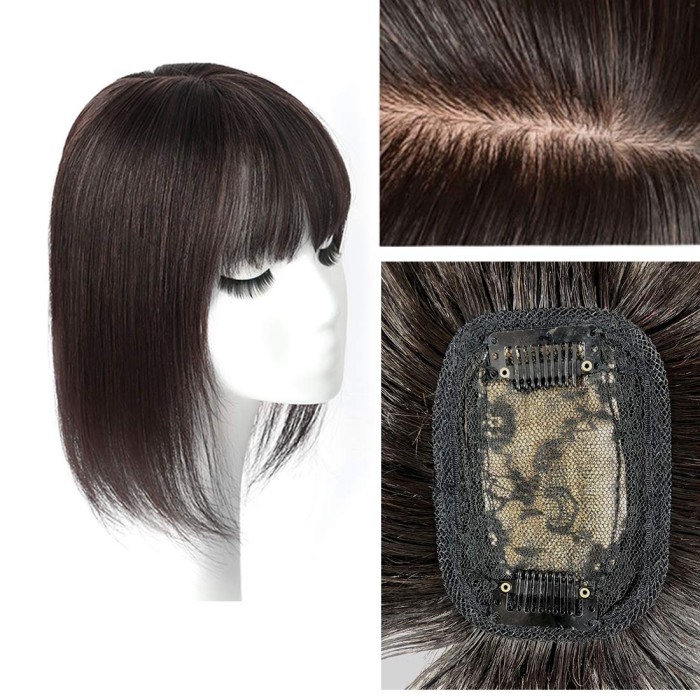 Clip In Human Hair Topper Seamless Hairpiece Toupee For Women Thick Silk Base Topper
