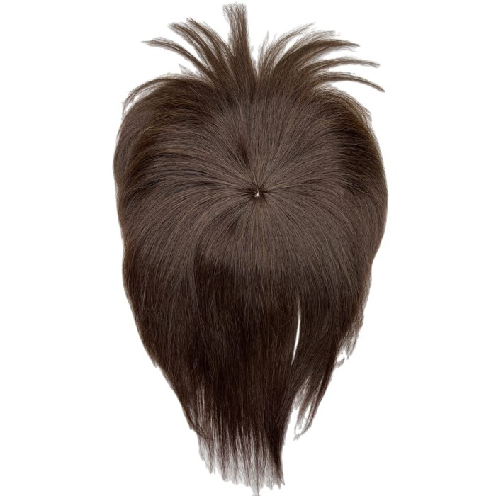 Dark Brown Human Hair Topper For Woman Clip In Hairpieces With Doll Bangs