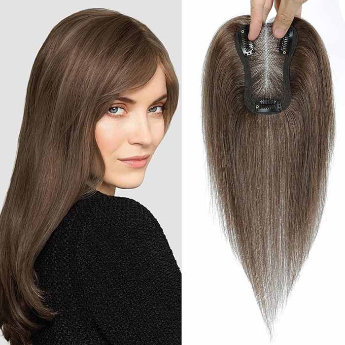 4" * 4.5" Real Human Hair Toppers for Thinning Hair Pieces for Women No Bangs