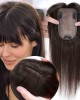 Real Remy Hair Toppers for Women  7 * 13CM Silk Base with Bangs