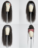 Boho-Chic | Throw On \u0026 Go Flowy Bohemian Curly Headband Long Wig 100% Human Hair (Get Free Trendy Headband)