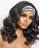 Loose Wave Glueless Mid Part Headband Long Wig With Top Lace 100% Human Hair (Get Free Trendy Headbands)