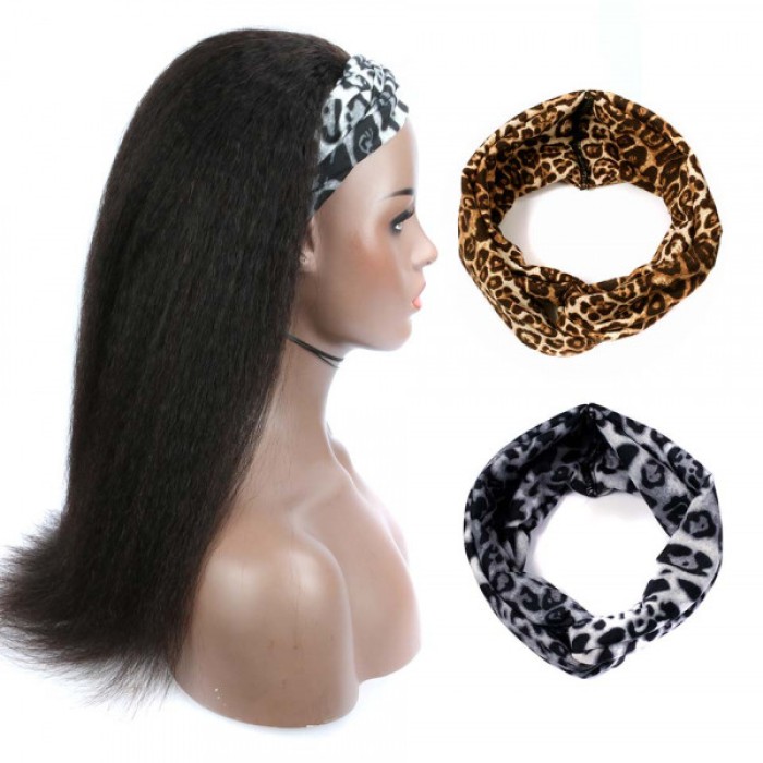 100% Human Hair Headband Wig Yaki Straight Hair Wigs Half Wig