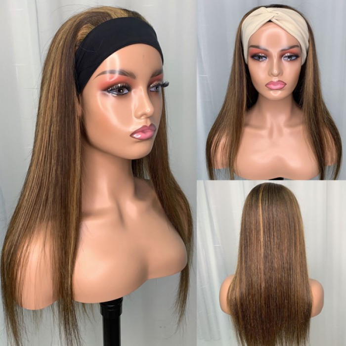 Headband Wig Virgin Human Hair Straight Hair Wigs Fashion Half Wig