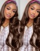 Human Hair Headband Wig Straight Hair Wigs With #4 Brown Color 