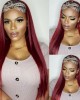 99J Burgundy Color Headband Wigs for Straight Body Deep Curly Texture