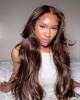 Lytinroop Dark Brown Colored Human Hair Wigs Lace Front Wigs