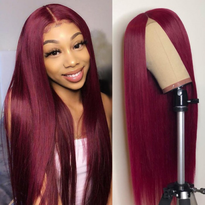 Lytinroop Hair Color Lace Front Wig Burgundy Wig Colored Human Hair Wigs