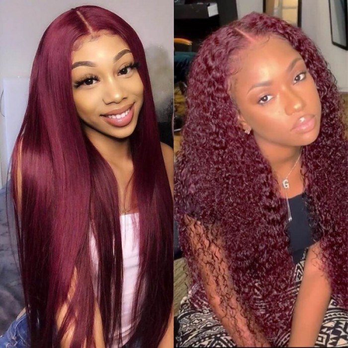 Lytinroop Hair Color Lace Front Wig Burgundy Wig Colored Human Hair Wigs