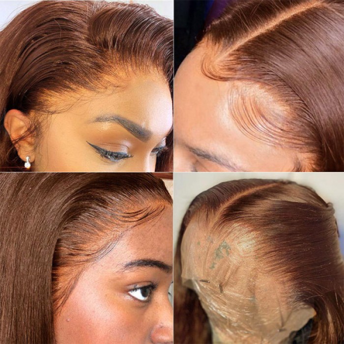 Lytinroop Chestnut Brown Hair Color Glueless Lace Wigs Brown Hair Wig